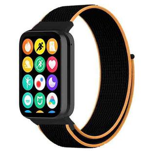 For Xiaomi Smart Band 9 Pro/8 Pro/Redmi Watch 5/4 xDfind Nylon Hook and Loop Fastener Watch Band(Black Orange)