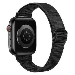 For Apple Watch 42 / 44 / 45 / 46 / 49mm xDfind Ladder Buckle Small Waist Elastic Nylon Watch Band(Black)