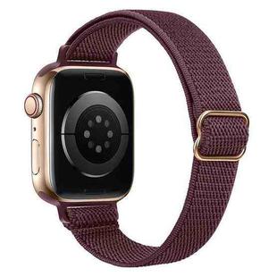 For Apple Watch 42 / 44 / 45 / 46 / 49mm xDfind Ladder Buckle Small Waist Elastic Nylon Watch Band(Wine Red)