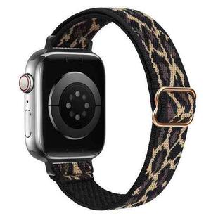 For Apple Watch 42 / 44 / 45 / 46 / 49mm xDfind Ladder Buckle Small Waist Elastic Nylon Watch Band(Yellow Leopard)