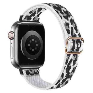 For Apple Watch 42 / 44 / 45 / 46 / 49mm xDfind Ladder Buckle Small Waist Elastic Nylon Watch Band(White Leopard)
