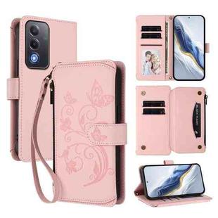 For OPPO A5 5G / A3 Pro 5G Global Butterfly Love Flower Multi-card Zipper Wallet Leather Phone Case(Pink)