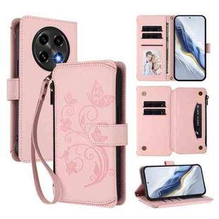 For OPPO A2 Pro 5G / F27 Pro 5G Butterfly Love Flower Multi-card Zipper Wallet Leather Phone Case(Pink)