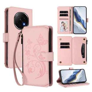 For OPPO F29 Pro 5G Global Butterfly Love Flower Multi-card Zipper Wallet Leather Phone Case(Pink)