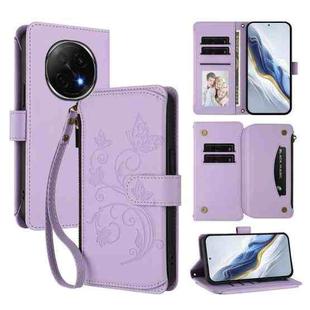 For OPPO F29 Pro 5G Global Butterfly Love Flower Multi-card Zipper Wallet Leather Phone Case(Light Purple)