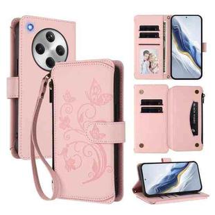 For OPPO Find X8 5G Butterfly Love Flower Multi-card Zipper Wallet Leather Phone Case(Pink)