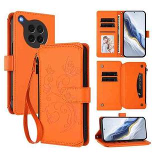 For OPPO Find X8s 5G Butterfly Love Flower Multi-card Zipper Wallet Leather Phone Case(Orange)