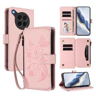For OPPO Find X8s 5G Butterfly Love Flower Multi-card Zipper Wallet Leather Phone Case(Pink)