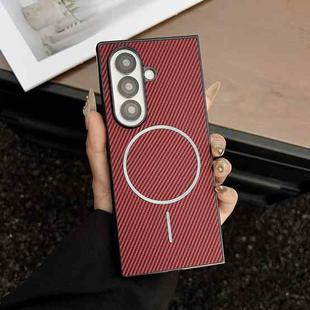 For Samsung Galaxy Z Fold7 Carbon Fiber Texture MagSafe Phone Case(Red)