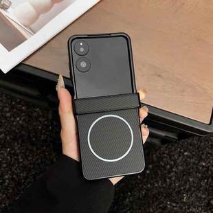 For Xiaomi Mix Flip 2 Three Parts Carbon Fiber Texture MagSafe Phone Case(Black)