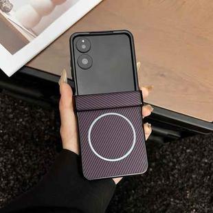 For Xiaomi Mix Flip 2 Three Parts Carbon Fiber Texture MagSafe Phone Case(Purple)