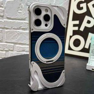For iPhone 16 Pro Max Metal Frameless 360 Degree Rotation Holder MagSafe Phone Case(Silver)