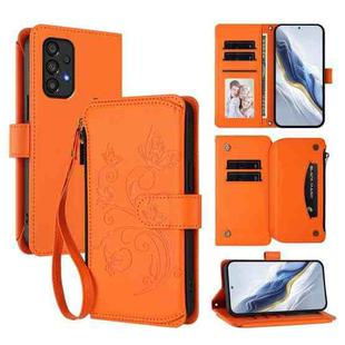 For Samsung Galaxy A53 5G Butterfly Love Flower Multi-card Zipper Wallet Leather Phone Case(Orange)