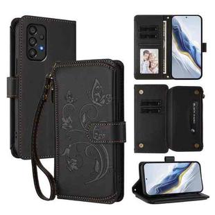 For Samsung Galaxy A53 5G Butterfly Love Flower Multi-card Zipper Wallet Leather Phone Case(Black)