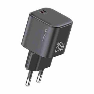 USAMS CC260 20W GaN USB-C / Type-C Port Mini Fast Charger, Plug:EU Plug(Black)