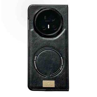 For Honor Magic V5 Crazy Horse Pattern MagSafe Magnetic Phone Case(Black)