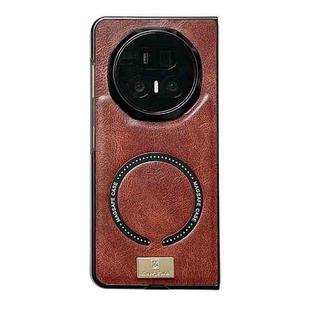 For Honor Magic V5 Crazy Horse Pattern MagSafe Magnetic Phone Case(Coffee)