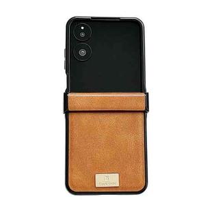 For Xiaomi Mix Flip 2 Crazy Horse Texture Three-stage Leather Phone Case(Brown)