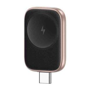 For Apple Watch Series USAMS CD247 USB-C / Type-C Plug Portable Watch Wireless Charger(Desert Gold)