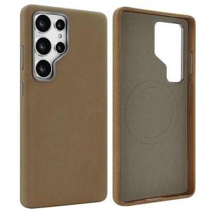 For Samsung Galaxy S25 Ultra 5G VIETAO Suede MagSafe PU Leather Phone Case(Dark Brown)