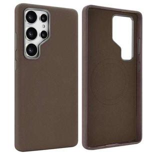 For Samsung Galaxy S25 Ultra 5G VIETAO Suede MagSafe PU Leather Phone Case(Coffee Brown)