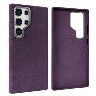 For Samsung Galaxy S25 Ultra 5G VIETAO Retro Denim Texture PU Leather MagSafe Phone Case(Dark Purple)