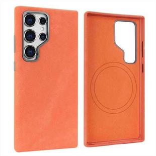 For Samsung Galaxy S24 Ultra 5G VIETAO Retro Denim Texture PU Leather MagSafe Phone Case(Orange)