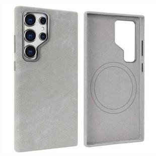 For Samsung Galaxy S24 Ultra 5G VIETAO Retro Denim Texture PU Leather MagSafe Phone Case(Silver Grey)