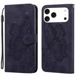 For iPhone 17 Pro Max Retro Skin Feel Butterflies Embossing Horizontal Flip Leather Phone Case(Black)