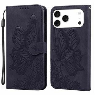 For iPhone 17 Pro Retro Skin Feel Butterflies Embossing Horizontal Flip Leather Phone Case(Black)
