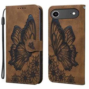For iPhone 17 Air Retro Skin Feel Butterflies Embossing Horizontal Flip Leather Phone Case(Brown)