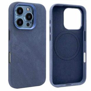 For iPhone 16 Pro Max VIETAO Retro Denim Texture PU Leather MagSafe Phone Case(Dark Blue)