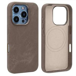 For iPhone 16 Pro Max VIETAO Retro Denim Texture PU Leather MagSafe Phone Case(Brown)