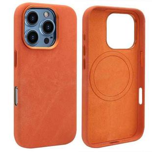 For iPhone 16 Pro Max VIETAO Retro Denim Texture PU Leather MagSafe Phone Case(Orange)