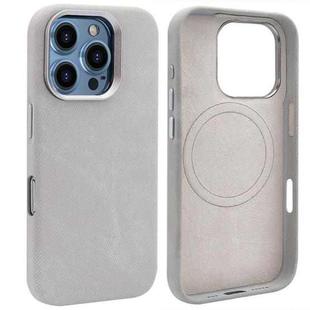 For iPhone 16 Pro Max VIETAO Retro Denim Texture PU Leather MagSafe Phone Case(Silver Grey)