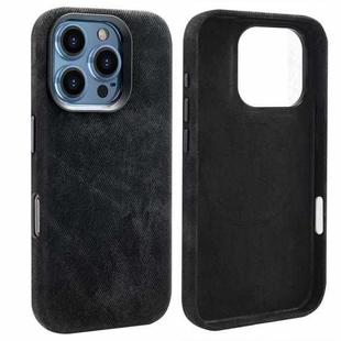 For iPhone 16 Pro Max VIETAO Retro Denim Texture PU Leather MagSafe Phone Case(Black)