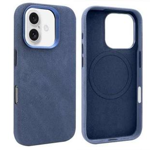 For iPhone 16 VIETAO Retro Denim Texture PU Leather MagSafe Phone Case(Dark Blue)