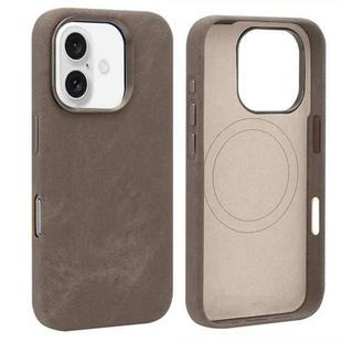 For iPhone 16 VIETAO Retro Denim Texture PU Leather MagSafe Phone Case(Brown)