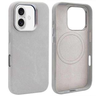 For iPhone 16 VIETAO Retro Denim Texture PU Leather MagSafe Phone Case(Silver Grey)