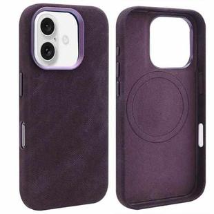 For iPhone 16 VIETAO Retro Denim Texture PU Leather MagSafe Phone Case(Dark Purple)