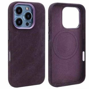 For iPhone 15 Pro Max VIETAO Retro Denim Texture PU Leather MagSafe Phone Case(Dark Purple)