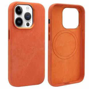 For iPhone 14 Pro VIETAO Retro Denim Texture PU Leather MagSafe Phone Case(Orange)