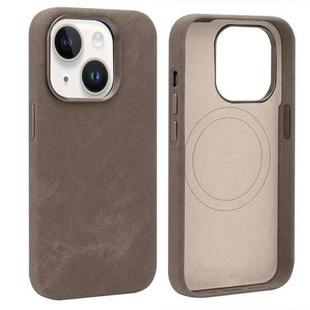 For iPhone 13 VIETAO Retro Denim Texture PU Leather MagSafe Phone Case(Brown)