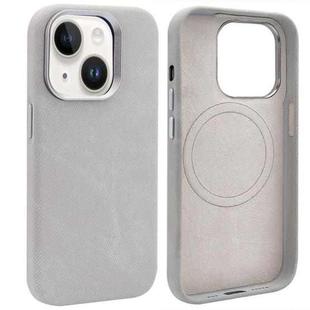 For iPhone 13 VIETAO Retro Denim Texture PU Leather MagSafe Phone Case(Silver Grey)