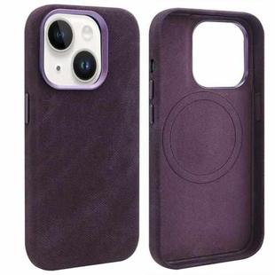 For iPhone 13 VIETAO Retro Denim Texture PU Leather MagSafe Phone Case(Dark Purple)