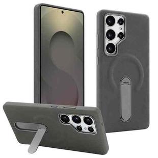 For Samsung Galaxy S25 Ultra 5G VIETAO Suede MagSafe PU Leather Phone Case with Holder(Dark Grey)