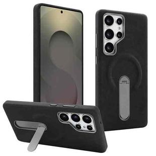 For Samsung Galaxy S25 Ultra 5G VIETAO Suede MagSafe PU Leather Phone Case with Holder(Black)