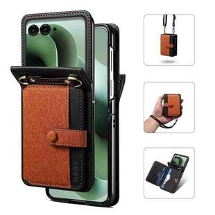 For Motorola Razr 60 Ultra / Ultra 2025 Crossbody Color Matching Folding Phone Case(Brown)