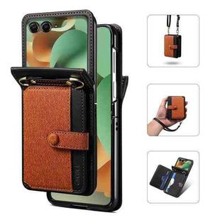 For Motorola Razr 60 / Razr 2025 Crossbody Color Matching Folding Phone Case(Brown)