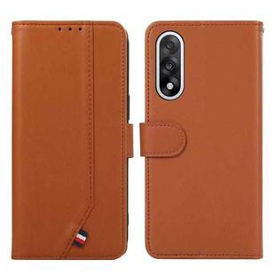 For OnePlus Nord 5 ABEEL Delicate Texture Splicing RFID Leather Phone Case(Brown)
